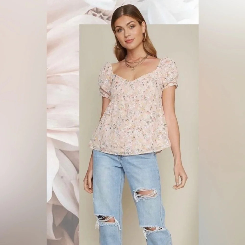 Dee Elly Puff Sleeve Peplum Top